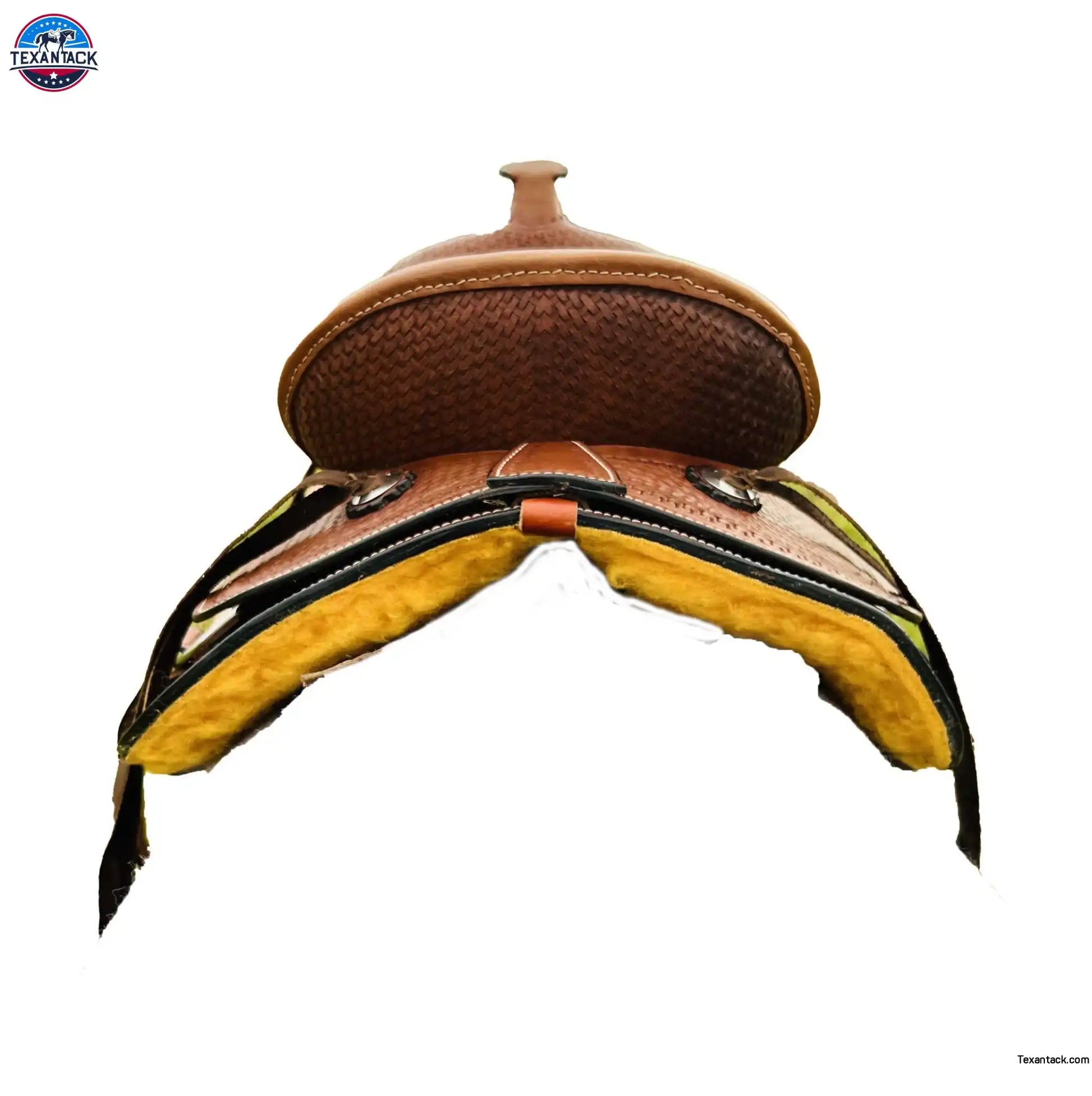 Western Youth Hard Seat Roping Style Saddle With basket weave tool, Leather Skirt and Roughout Seat and Fenders - 10, 12, 13 Inch NewEngland Tack