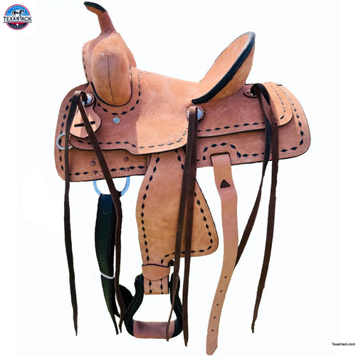 Resistance Youth Barrel Style Roughout Hard Seat Western Saddle Double Skirt