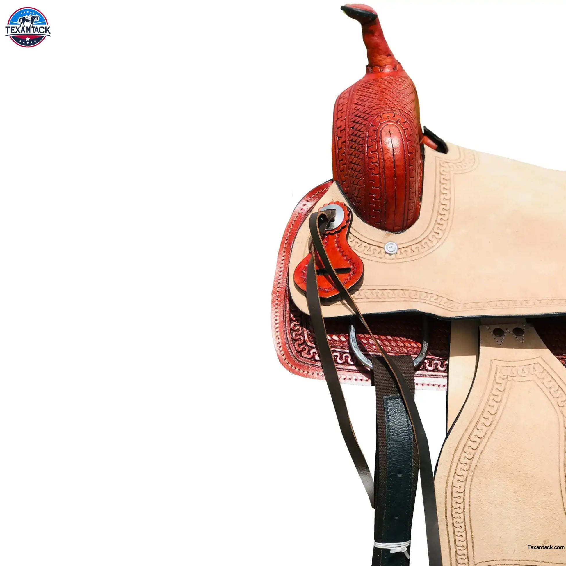 Resistance Youth Double Skirt Basket Weave Tooled Barrel Saddle With Rough Out Seat And Fender Newenglandtack