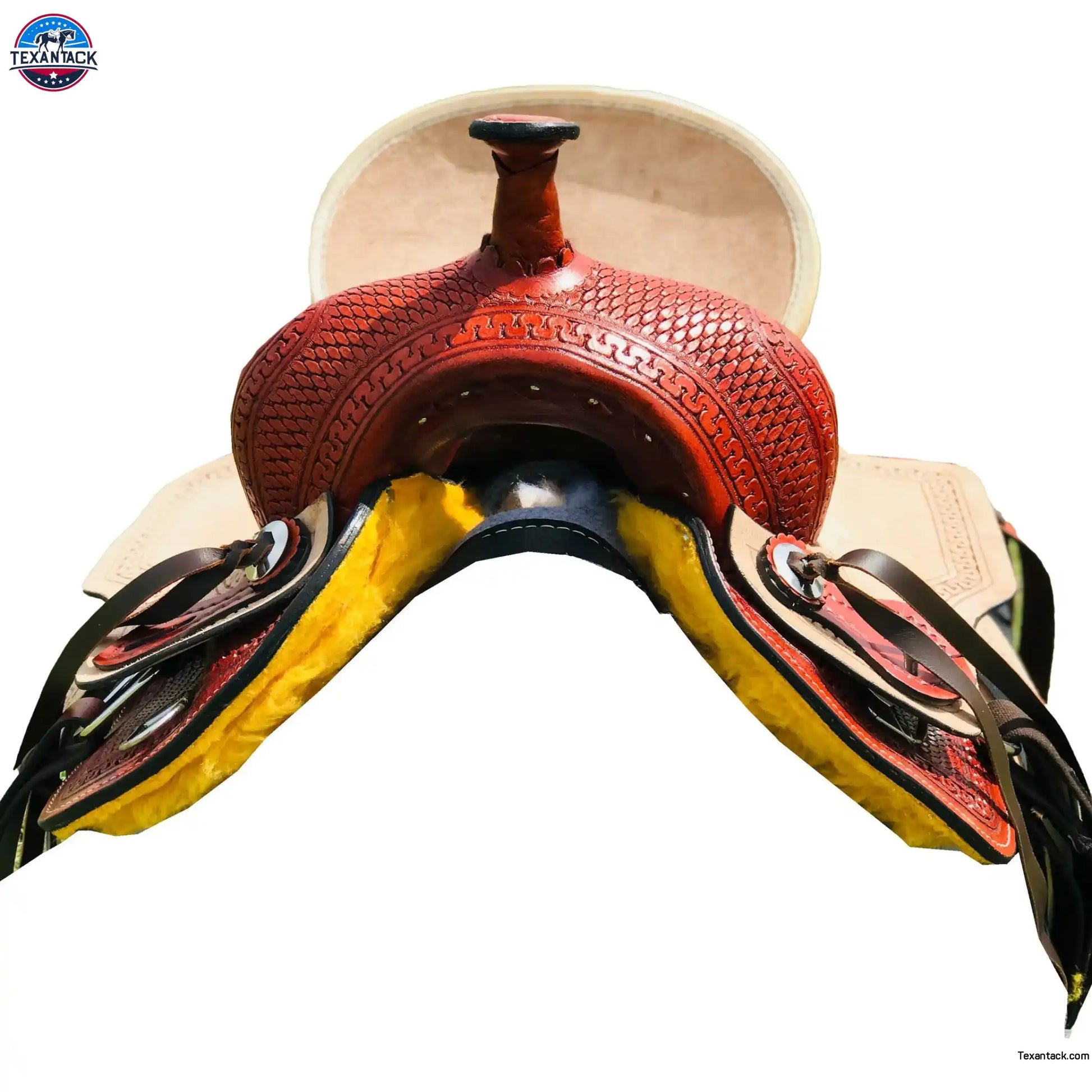 Resistance Youth Double Skirt Basket Weave Tooled Barrel Saddle With Rough Out Seat And Fender Newenglandtack