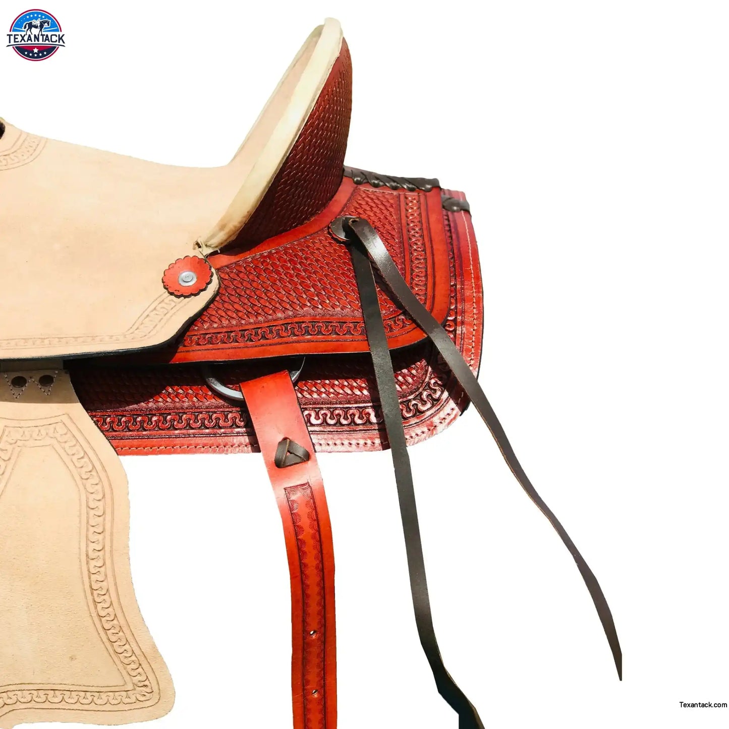 Resistance Youth Double Skirt Basket Weave Tooled Barrel Saddle With Rough Out Seat And Fender Newenglandtack