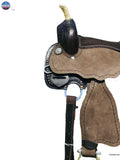 Youth/Pony Border Tooled Western Barrel Saddle With Floral Tooled Single Skirt NewEngland Tack