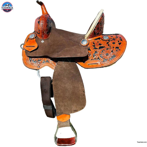 Resistance Youth/Pony Hard Seat And Floral Tool Barrel Saddle - 10 12 13 Inch