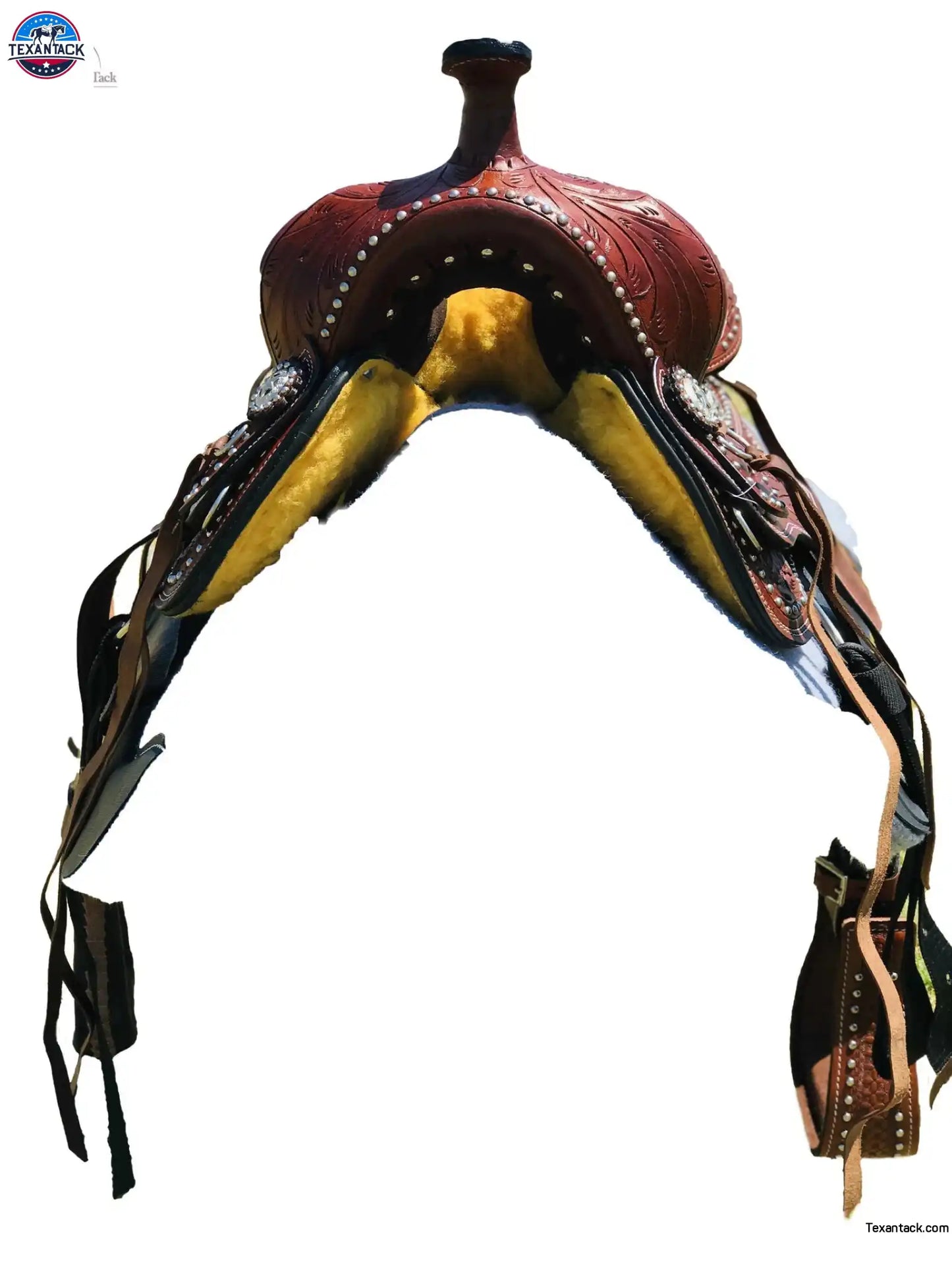 Youth/Pony Silver Dot Embellishment Western Trail Saddle With Floral Tooled Through Skirt & Fender NewEngland Tack