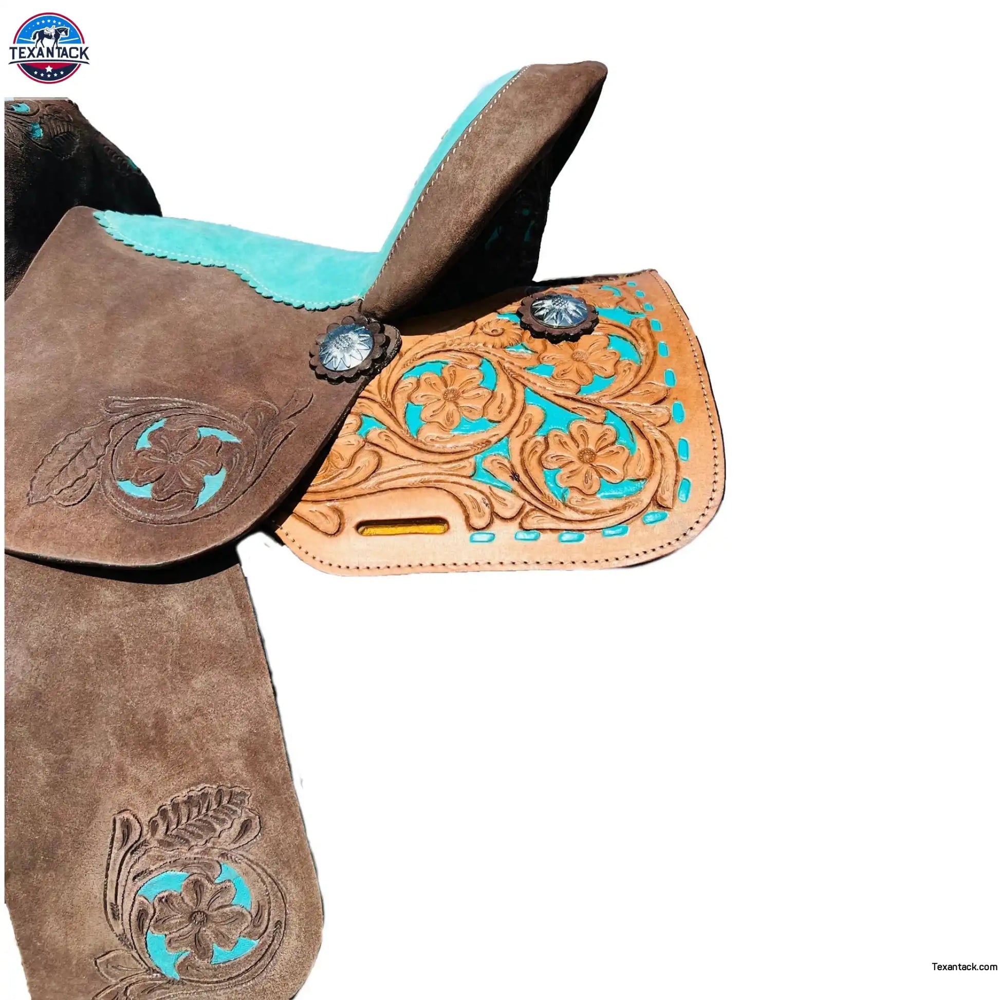 Youth Western Barrel Saddle | Floral Tooled | Genuine Leather | Premium Quality Newenglandtack