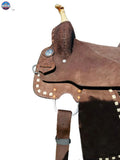 Youth Rough Out Hard Seat Western Ranch Saddle With White Buckstitching Newenglandtack