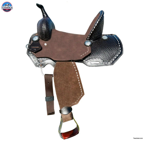 Resistance Youth Rough Out Hard Seat Western Ranch Saddle With Basket Weave Tooled
