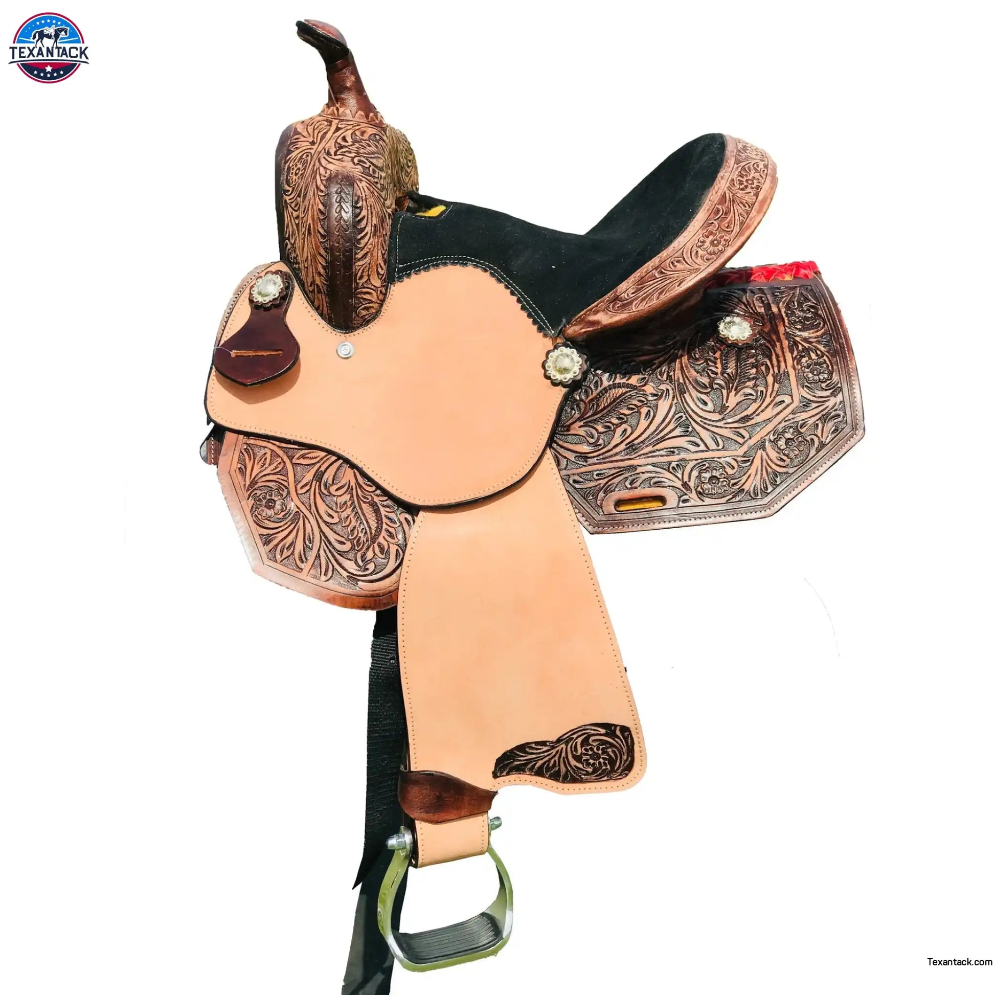 Youth Western Barrel Saddle | Floral Tooled | Genuine Leather | Premium Quality Newenglandtack
