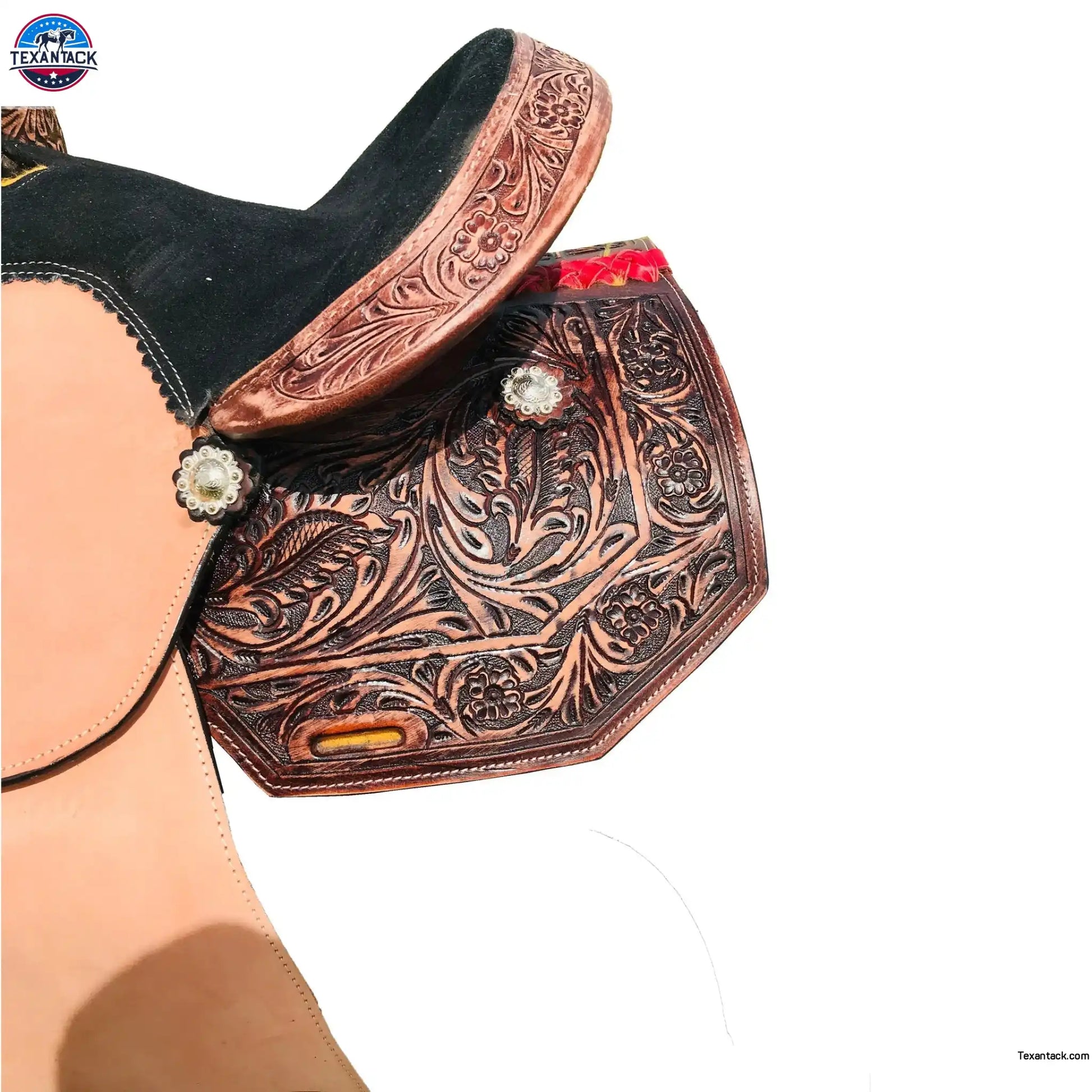 Youth Western Barrel Saddle | Floral Tooled | Genuine Leather | Premium Quality Newenglandtack
