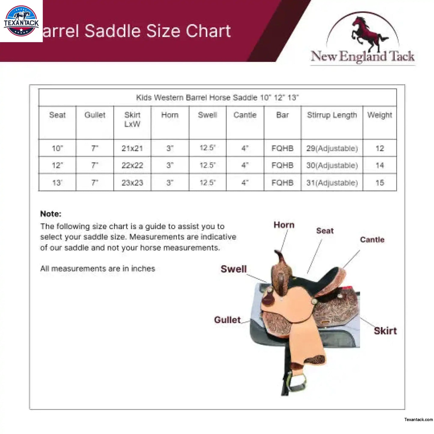 Handmade Western Kids Barrel Saddle | Floral Tooled | Genuine Leather | Premium Quality - NewEngland Tack