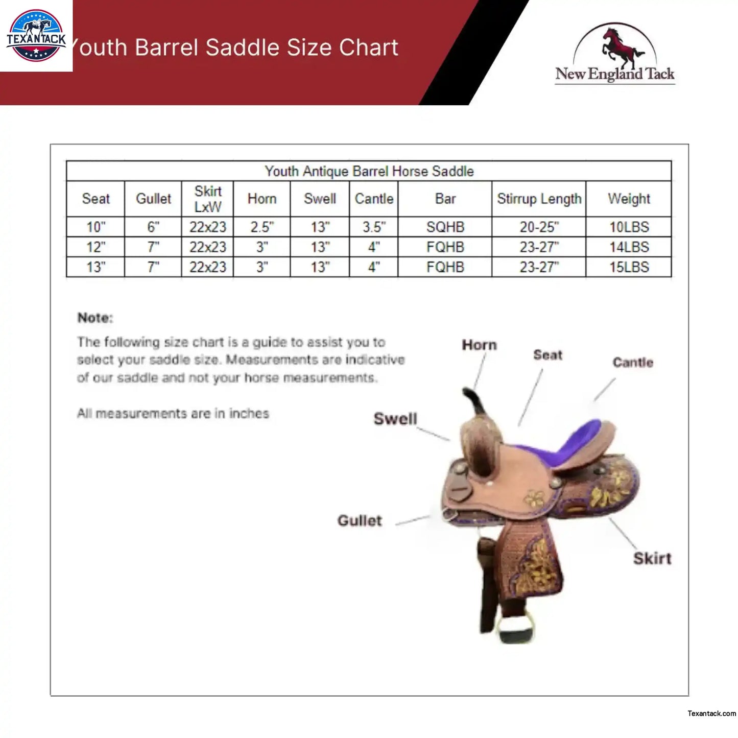 Youth / Pony Single Skirt Western Barrel Saddle With Floral And Basket Weave Tooling NewEngland Tack