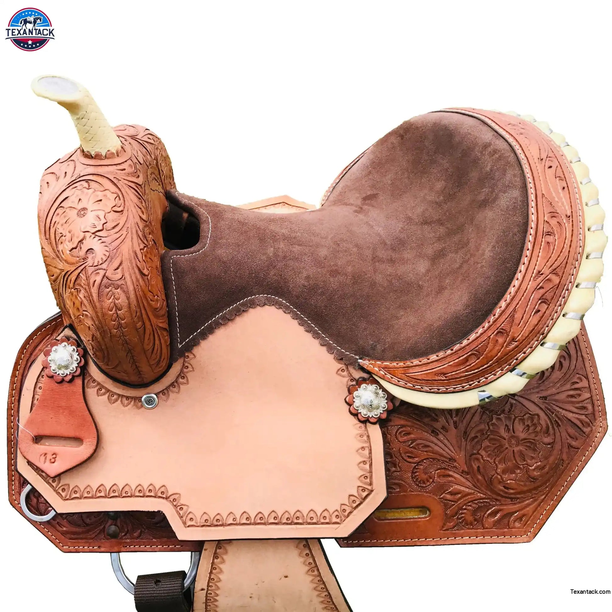 Youth Western Horse Barrel Saddle Horse Floral Tooled Leather 10" 12" 13" With Free Tack set NewEngland Tack