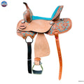 Resistance Youth Western Horse Barrel Saddle For Horse Riding | Floral Tooled With Silver Conchos | Genuine Leather 10" 12" 13" NewEngland Tack