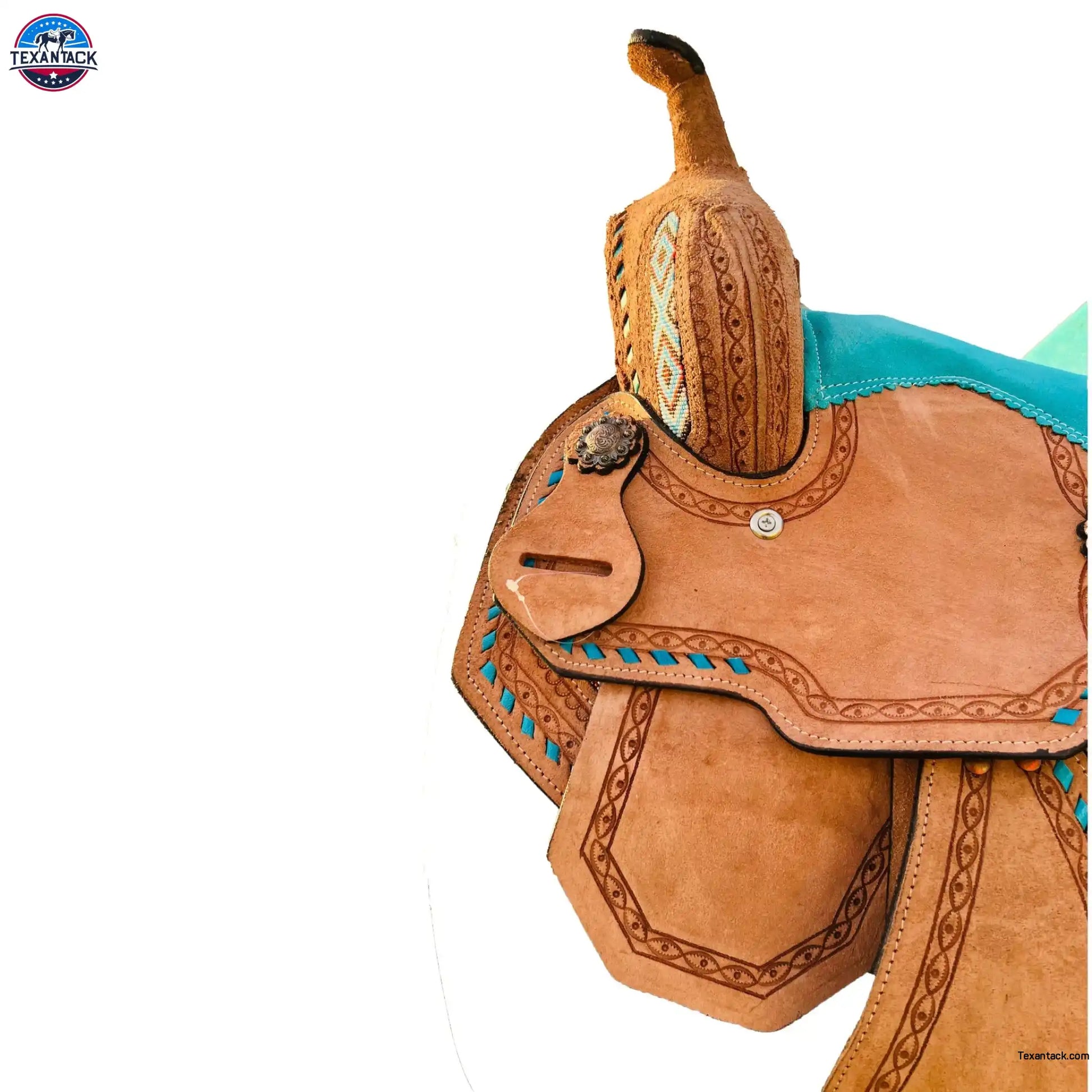 Suede Seat Border Youth Western Leather Horse Barrel Saddle NewEngland Tack