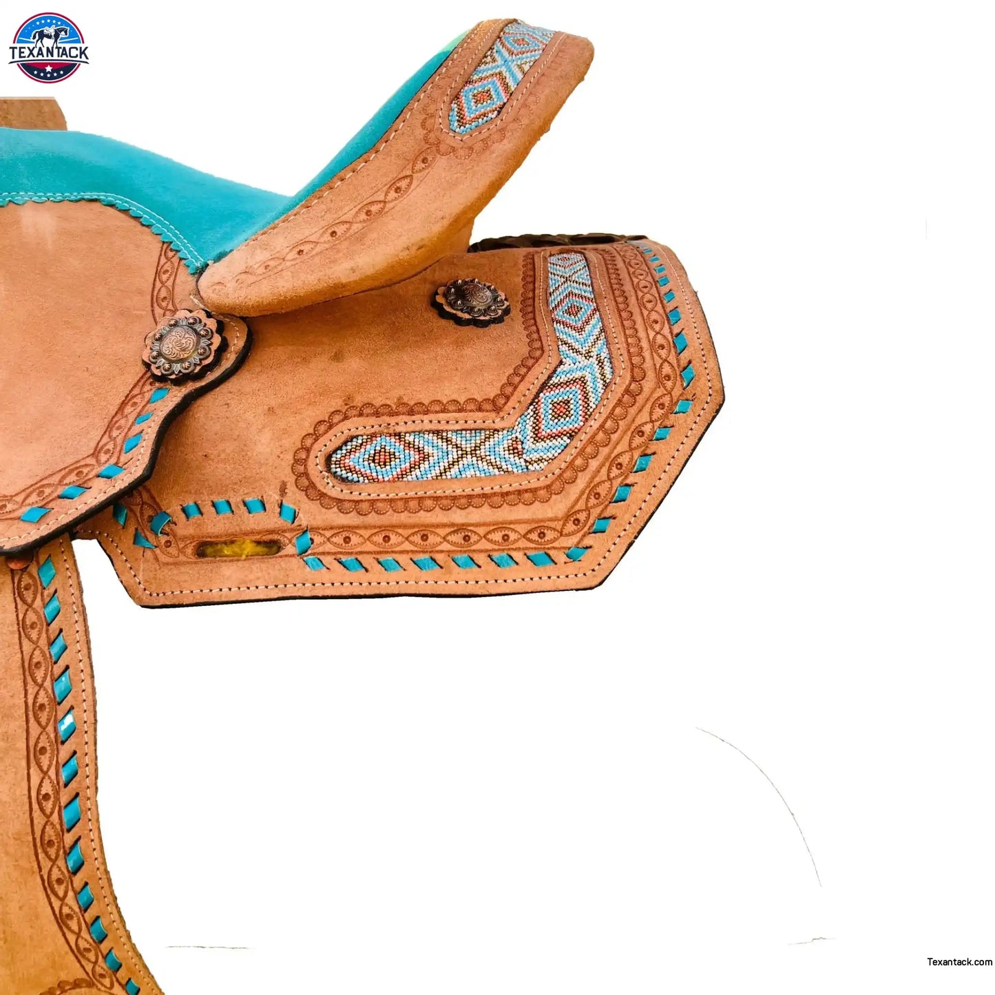 Suede Seat Border Youth Western Leather Horse Barrel Saddle NewEngland Tack