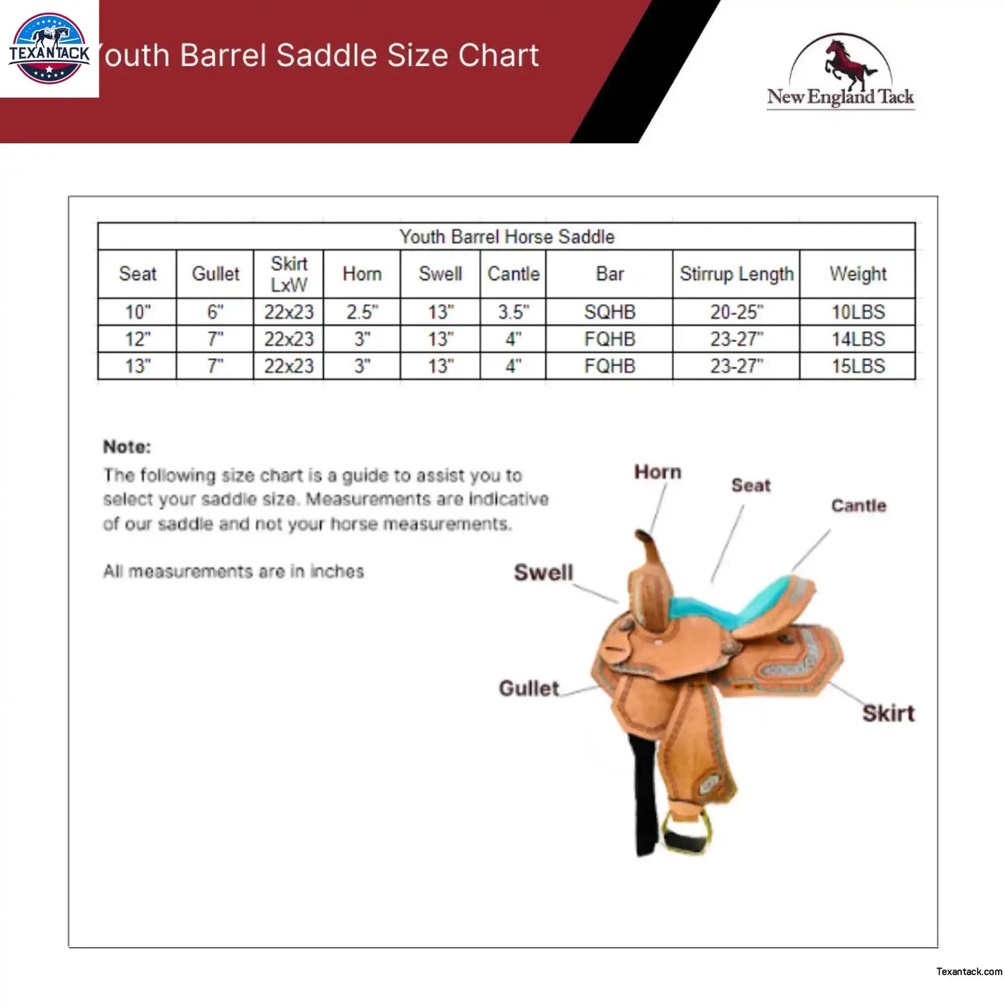 Suede Seat Border Youth Western Leather Horse Barrel Saddle NewEngland Tack