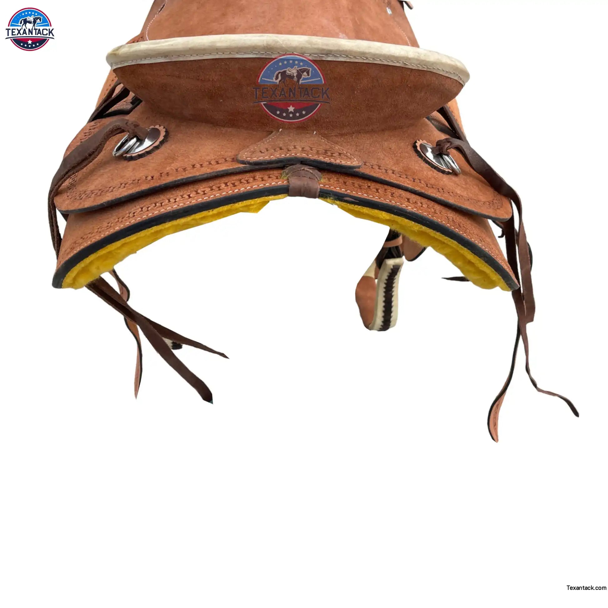 Roughout Leather Ranch Saddle: Serpentine Tooled Western Saddle TEXANTACK