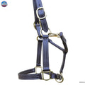 Triple Stitched Halter with Adjustable Chin and Nose, Handmade Double-ply Premium Quality Leather and Brass Hardware Black Brown Halter NewEngland Tack
