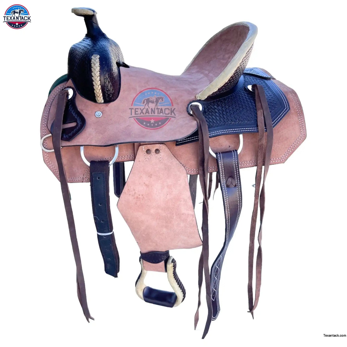 Two-Tone Leather Horse Saddle: Roughout Ranch Saddle (Sizes 10"–18.5") TEXANTACK