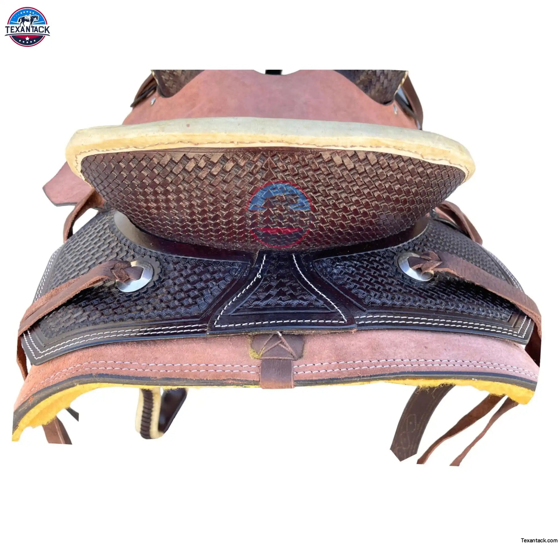 Two-Tone Leather Horse Saddle: Roughout Ranch Saddle (Sizes 10"–18.5") TEXANTACK