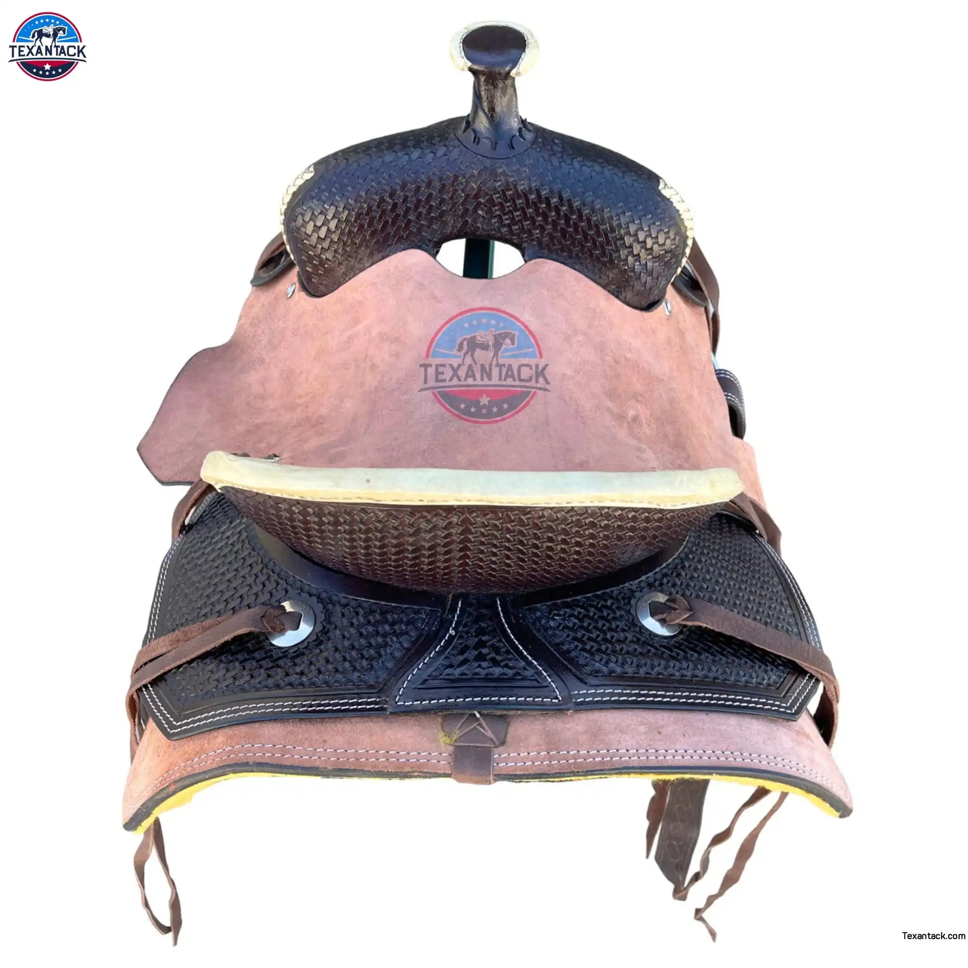 Two-Tone Leather Horse Saddle: Roughout Ranch Saddle (Sizes 10"–18.5") TEXANTACK