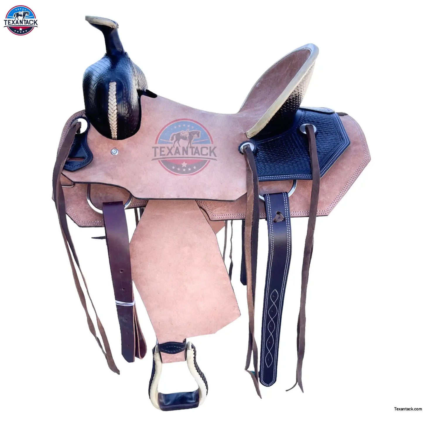 Two-Tone Leather Horse Saddle: Roughout Ranch Saddle (Sizes 10"–18.5") TEXANTACK