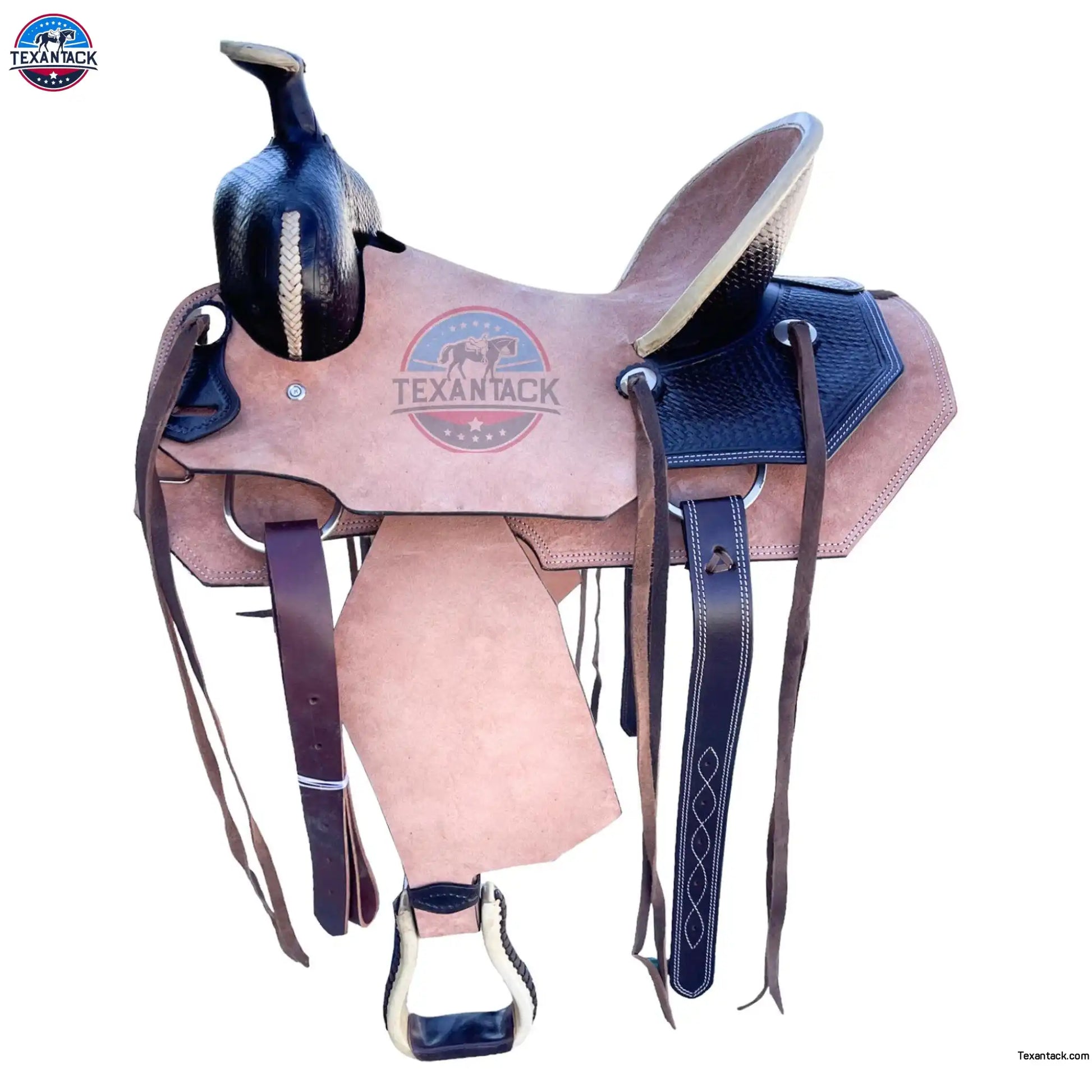 Two-Tone Leather Horse Saddle: Roughout Ranch Saddle (Sizes 10"–18.5") TEXANTACK
