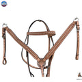 Western Horse Headstall and Breast Collar Set – Genuine Leather, Hand-Tooled with Studded Detailing for Rodeo, Trail & Barrel Racing NewEngland Tack