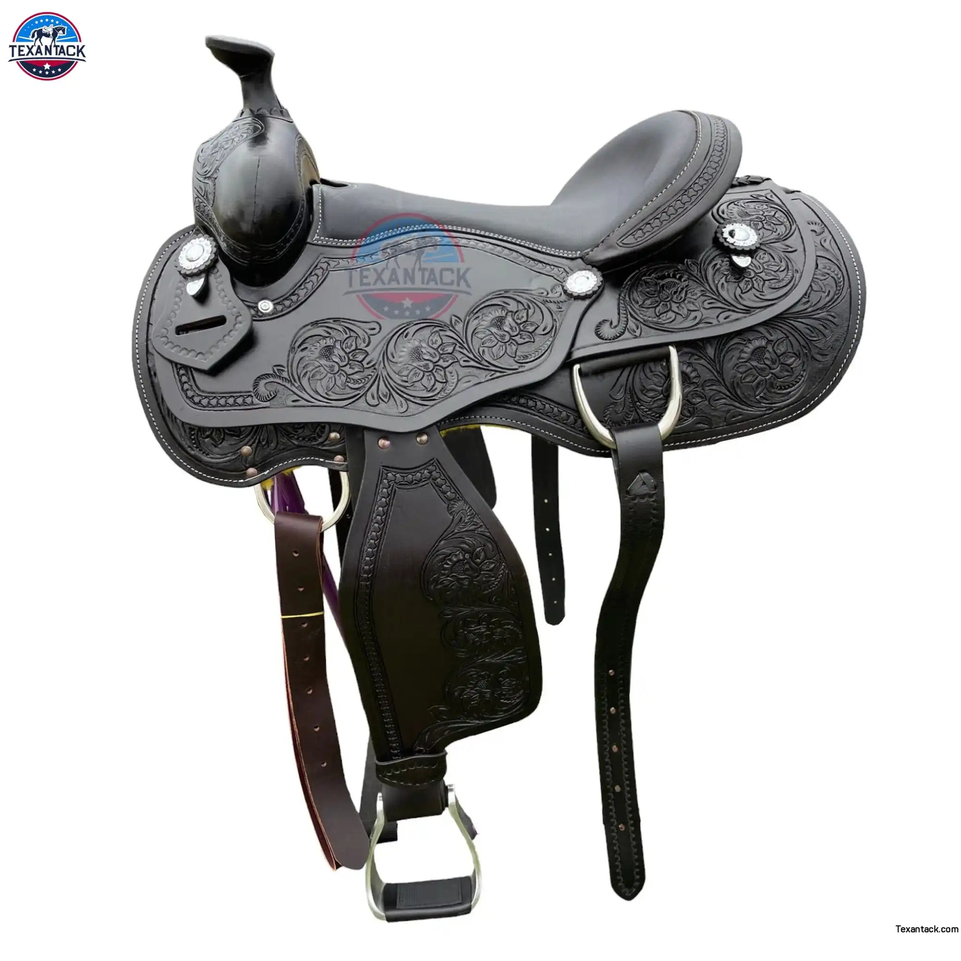 Western Horse Pleasure Saddle with Free tack set - Genuine Argentinian Leather 16" 17" 18" TEXANTACK