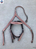 Western Leather Tooled Horse Saddle Tack Set Bridle + Breast Collar - NewEngland Tack