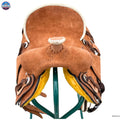 Western Youth Child Genuine Leather Saddle Hard Seat Saddle with Serpentine Tooled! Black Laces, Premium Quality Genuine Leather Saddle Newenglandtack