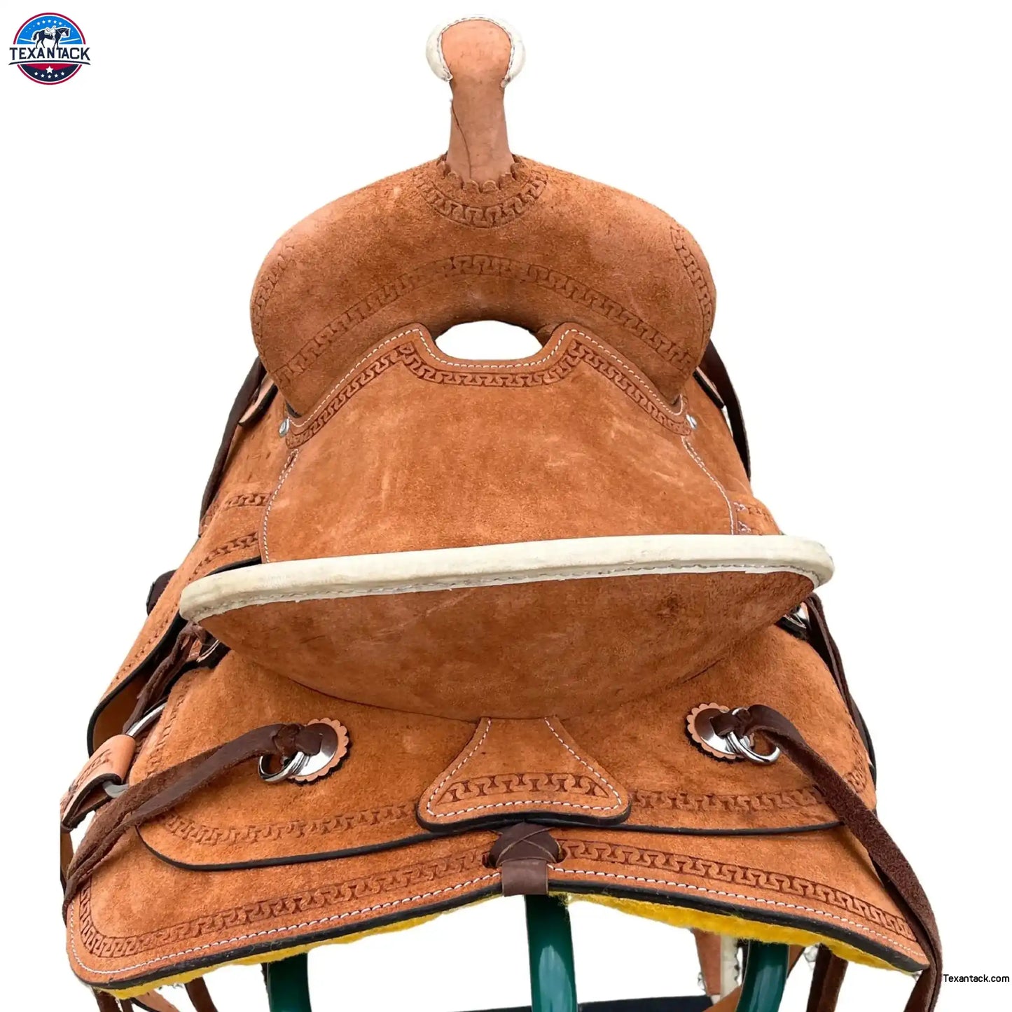 Western Youth Child Genuine Leather Saddle Hard Seat Saddle with Serpentine Tooled! Black Laces, Premium Quality Genuine Leather Saddle Newenglandtack