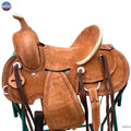 Western Youth Child Genuine Leather Saddle Hard Seat Saddle with Serpentine Tooled! Black Laces, Premium Quality Genuine Leather Saddle Newenglandtack