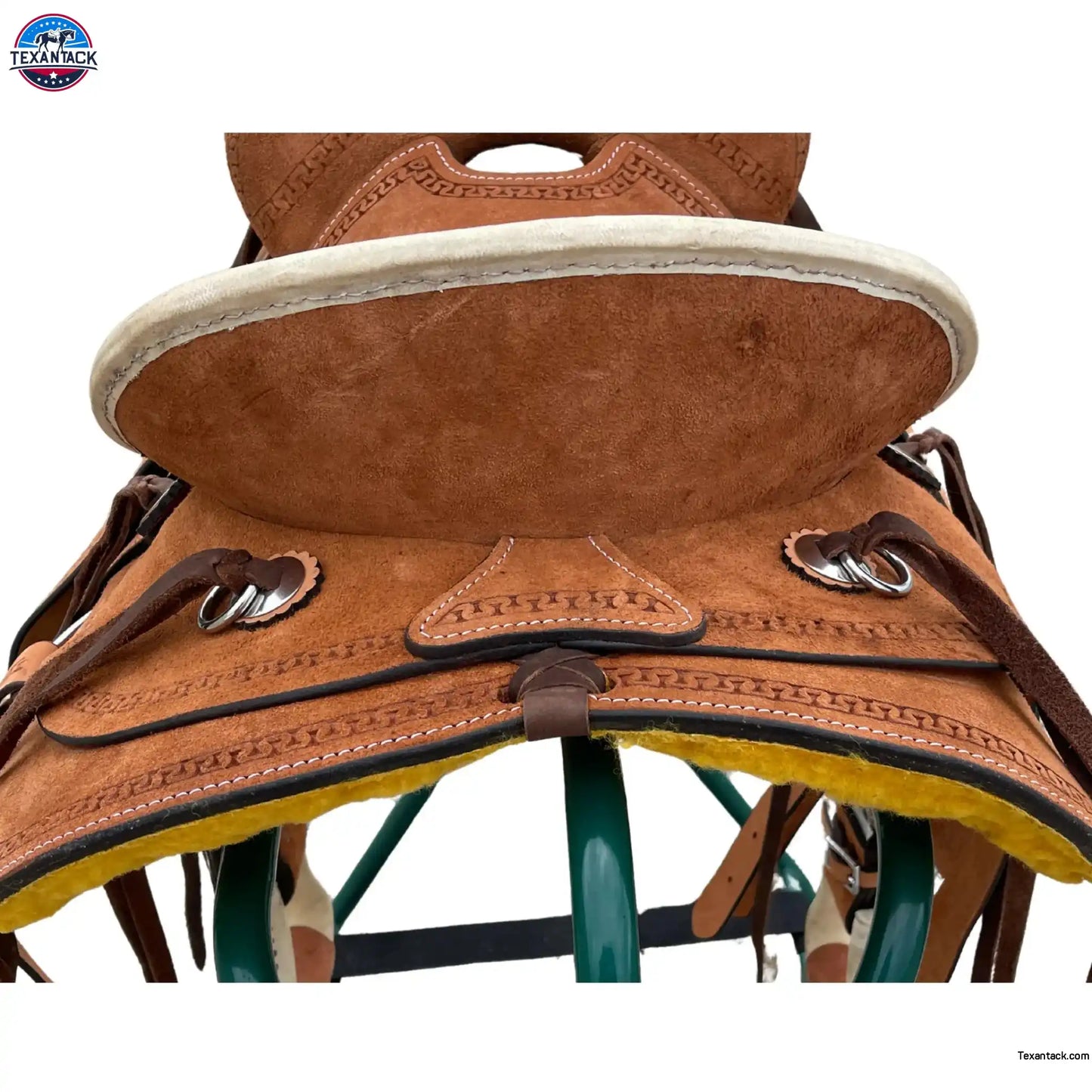 Western Youth Child Genuine Leather Saddle Hard Seat Saddle with Serpentine Tooled! Black Laces, Premium Quality Genuine Leather Saddle Newenglandtack