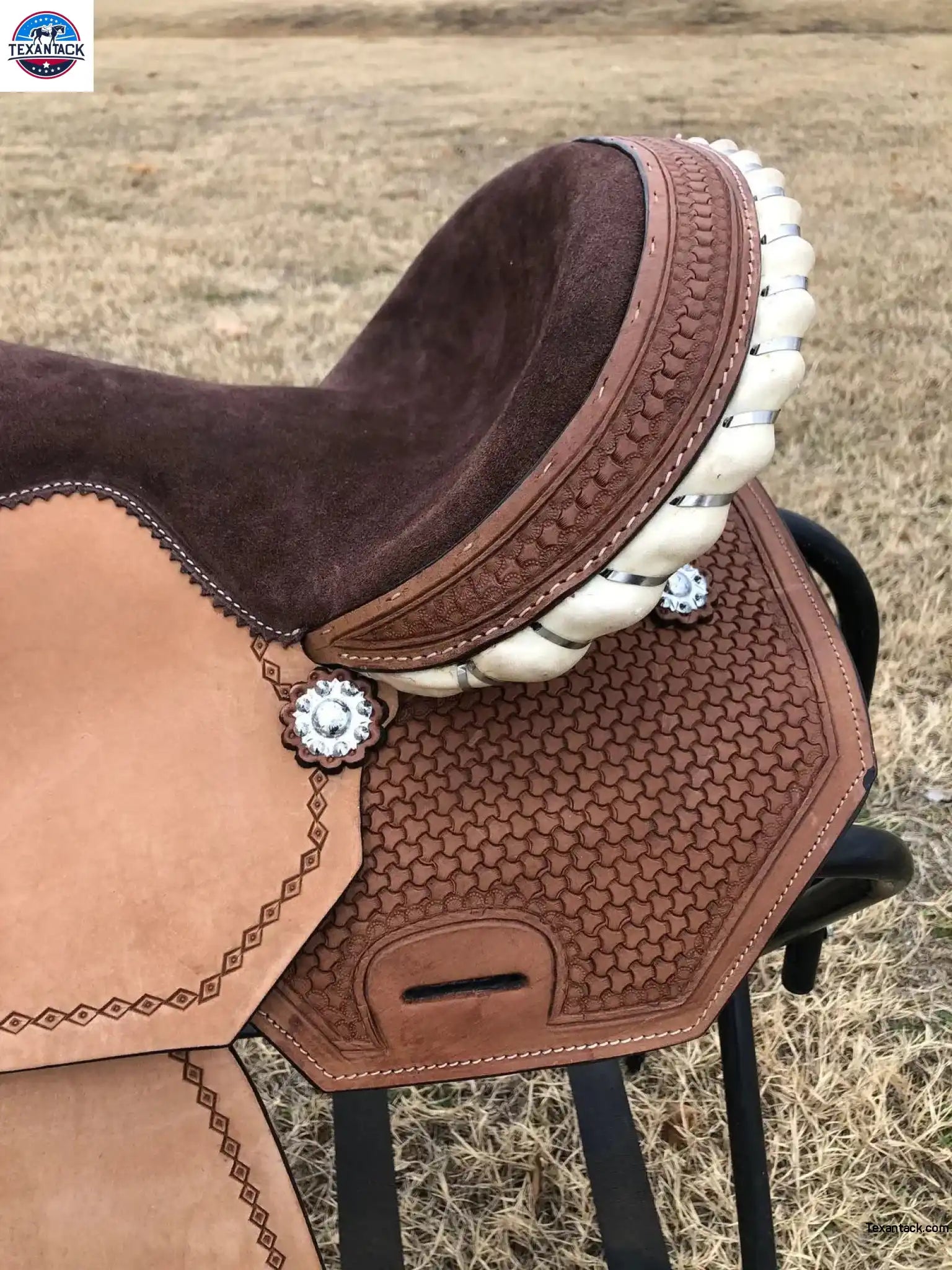 Kids Western Horse Barrel Saddle - 10"12"13" - Basket Weave with Rawhide Cantle - NewEngland Tack
