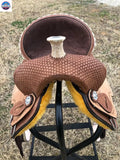 Kids Western Horse Barrel Saddle - 10"12"13" - Basket Weave with Rawhide Cantle - NewEngland Tack