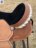 Kids Western Horse Barrel Saddle - 10"12"13" - Basket Weave with Rawhide Cantle - NewEngland Tack