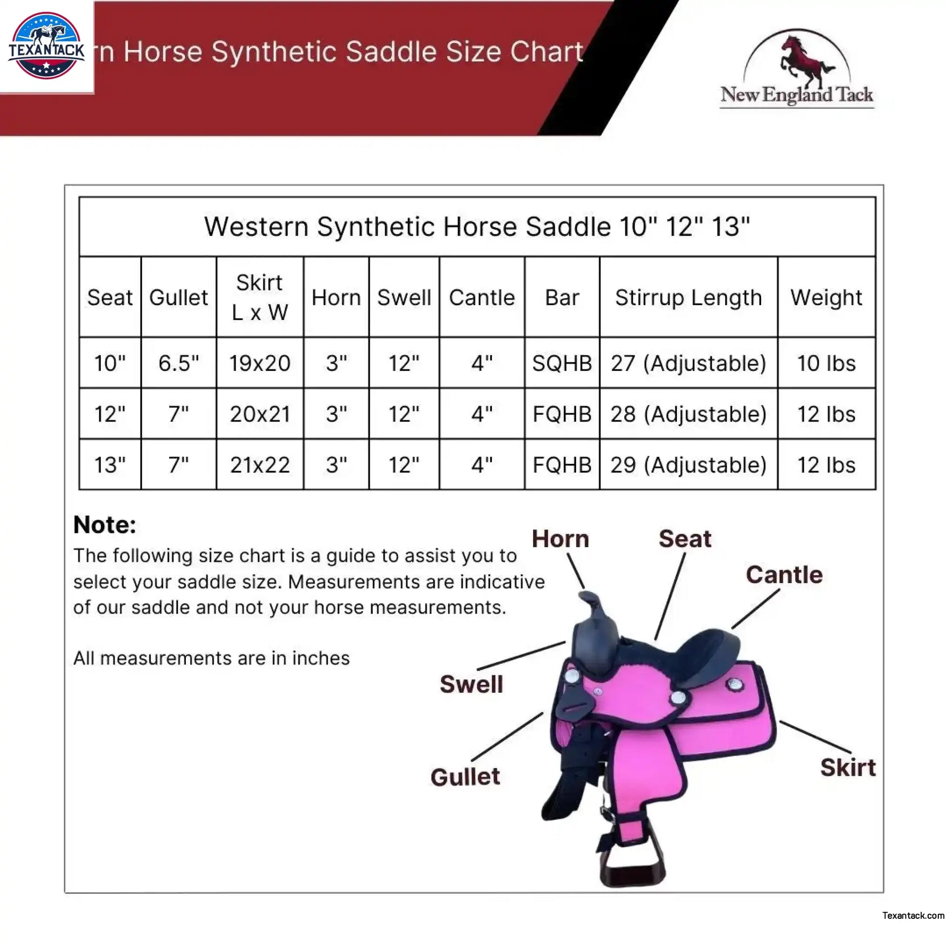 Youth Western New Generation Horse Synthetic Saddle - 10" 12" 13"- Blue/Black/Light Brown/Pink Color Saddle NewEngland Tack