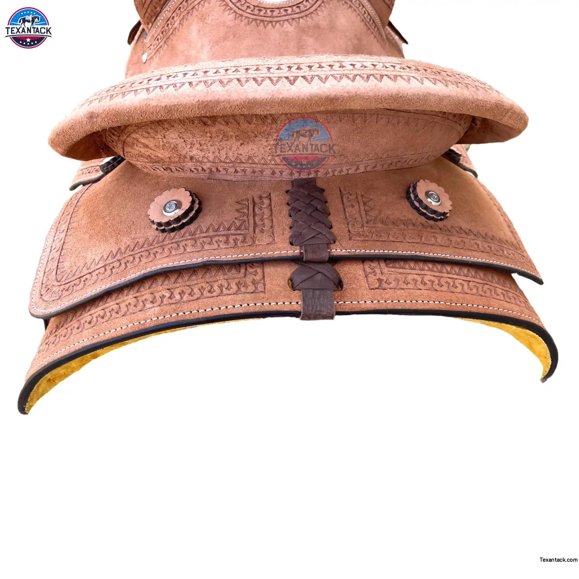 Youth Western Ranch Saddle: Serpentine Tooled Leather, Hard Seat TEXANTACK
