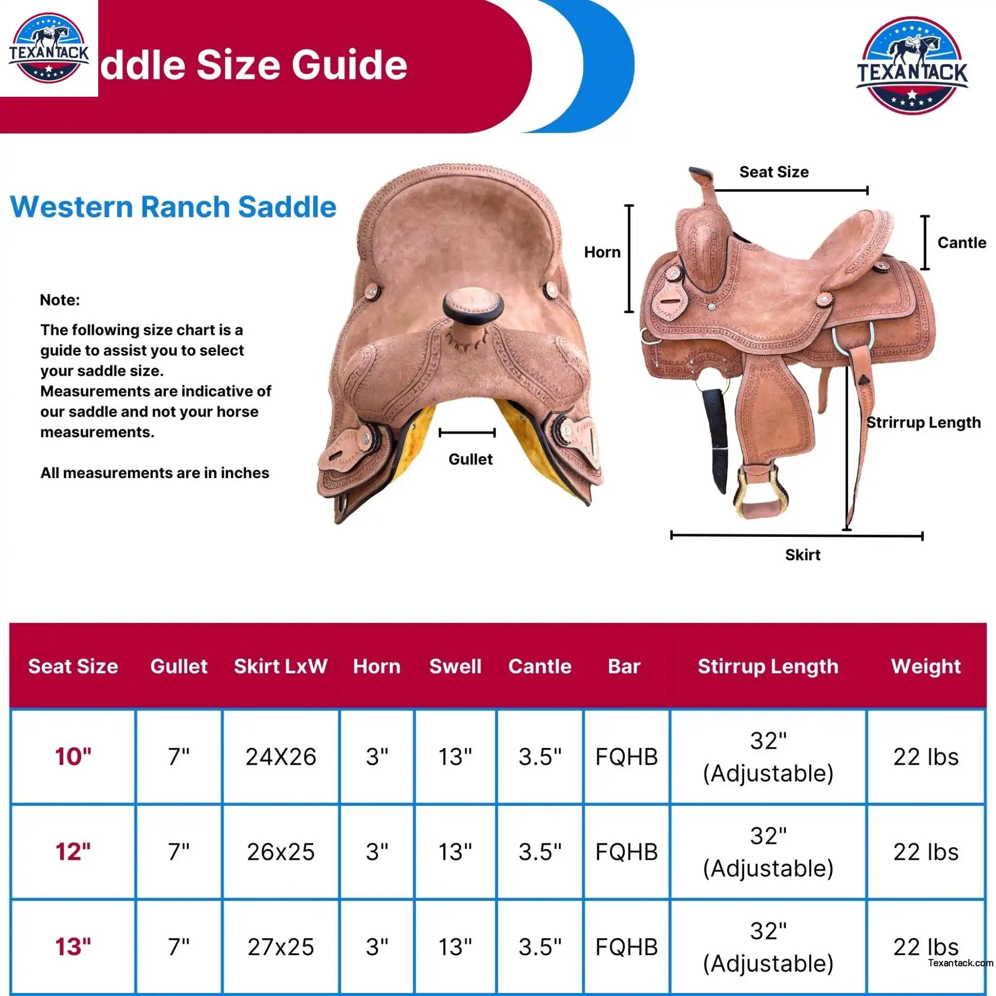 Youth Western Ranch Saddle: Serpentine Tooled Leather, Hard Seat TEXANTACK