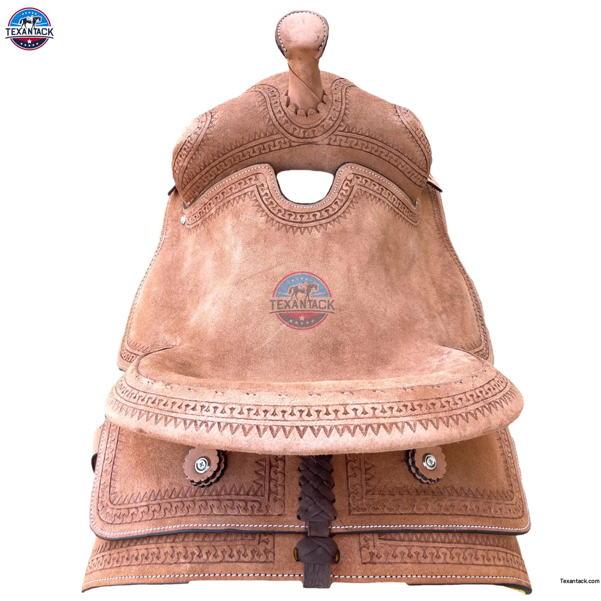 Youth Western Ranch Saddle: Serpentine Tooled Leather, Hard Seat TEXANTACK