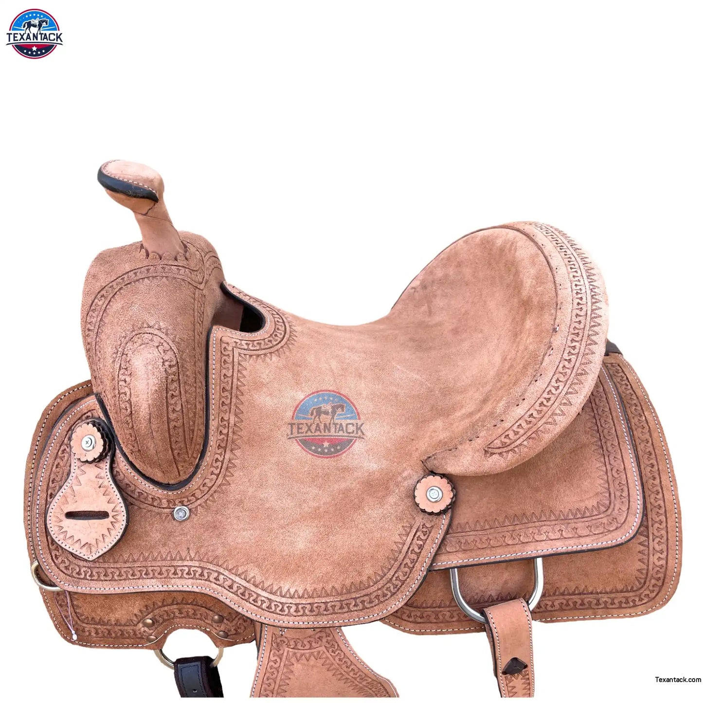 Youth Western Ranch Saddle: Serpentine Tooled Leather, Hard Seat TEXANTACK