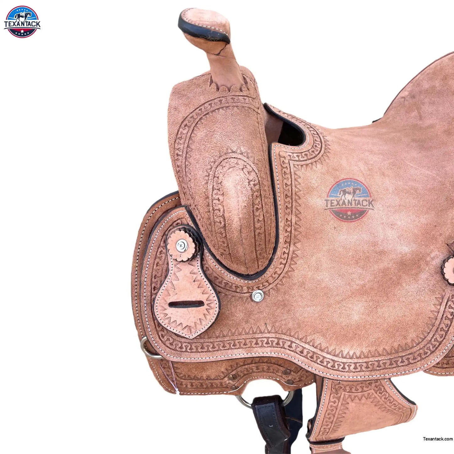 Youth Western Ranch Saddle: Serpentine Tooled Leather, Hard Seat TEXANTACK