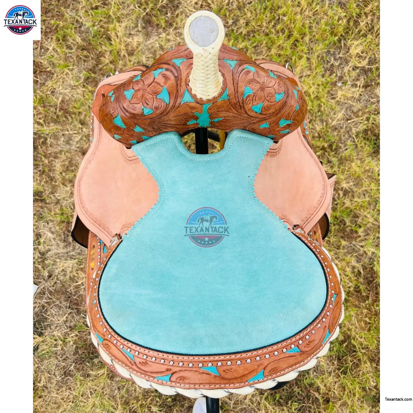 Youth Western Saddle: Handcrafted Leather with Suede Seat & Floral Tooling TEXANTACK