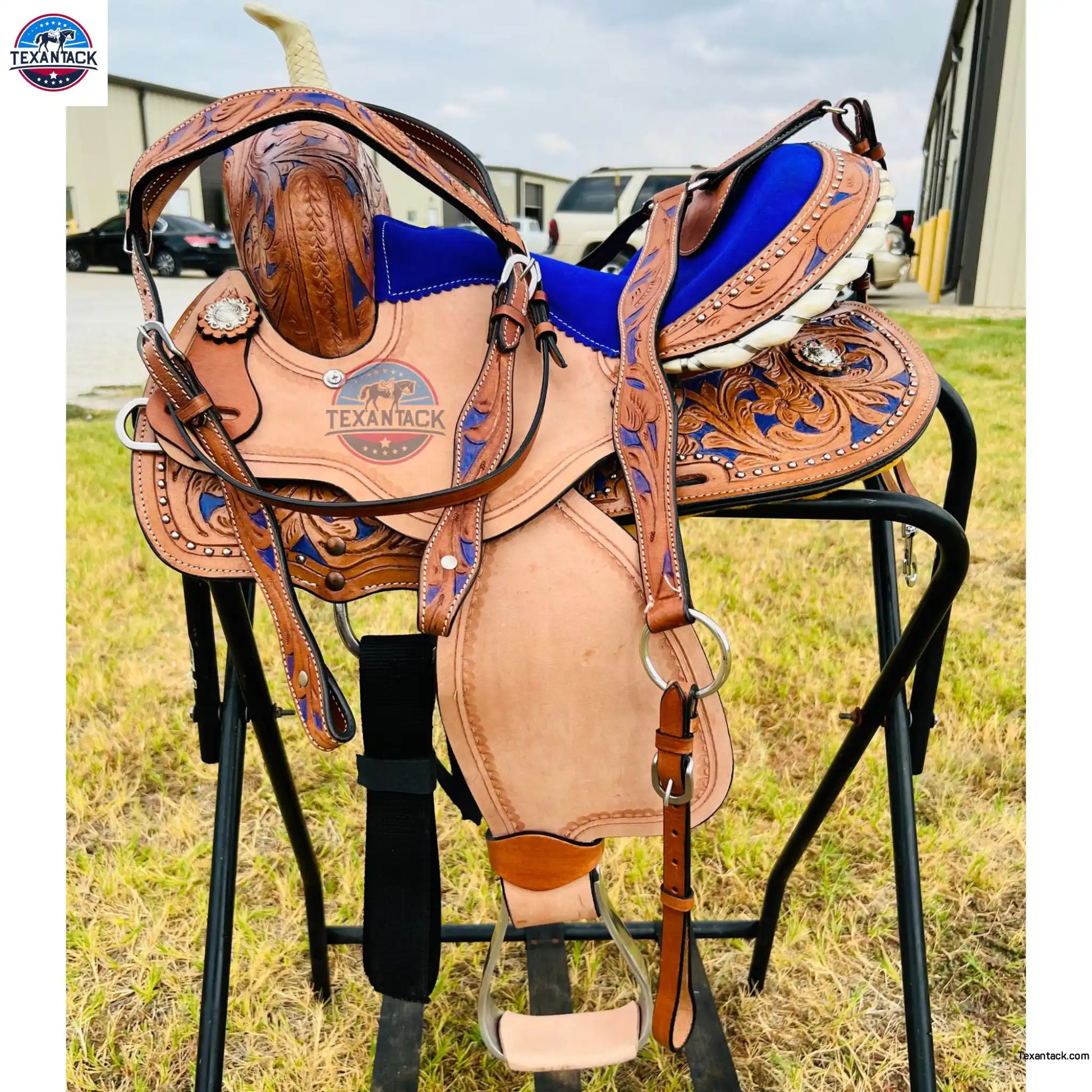 Youth Western Saddle: Handcrafted Leather with Suede Seat & Floral Tooling TEXANTACK